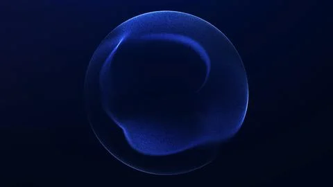 Deep blue energy sphere with soft glowing plasma surface on dark background.. Stock Illustration