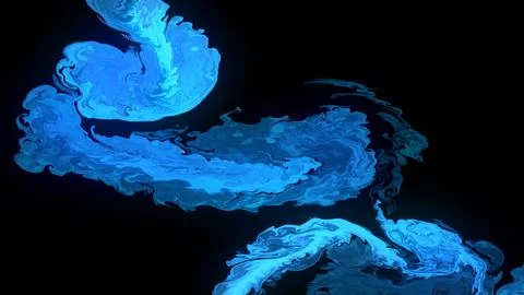 Deep blue fluid marbling with luminous swirling shapes and dark negative sp.. 스톡 일러스트