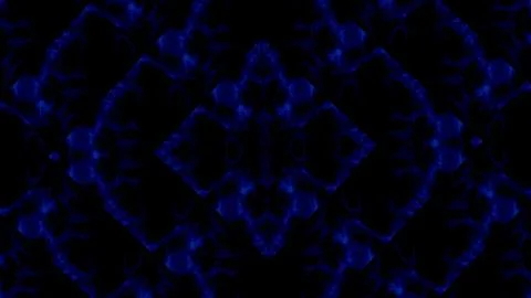 Deep blue fractal patterns pulse against black void Stock Illustration