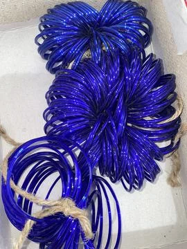 Deep Blue Glass Bangles Set Stock Photos