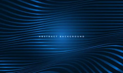 Deep blue glowing wave, abstract background with luminous lines. Dynamic Stock Illustration