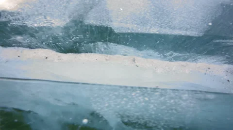 Deep Blue Ice breaks dolly shot Russia Stock Footage 49061877