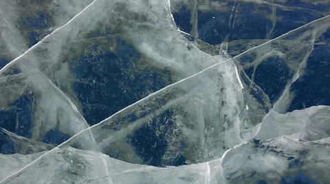 Deep Blue Ice breaks dolly shot Baikal 스톡 동영상 49061881