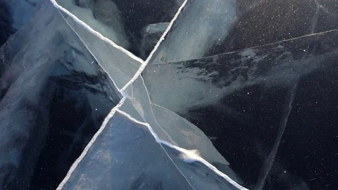 Deep Blue Ice breaks. Lake Baikal. Stock Footage 72552929