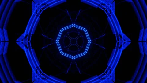Deep Blue Infinite Neon Geometric Abstraction Background VJ Loop in 4K Stock Footage 328357526
