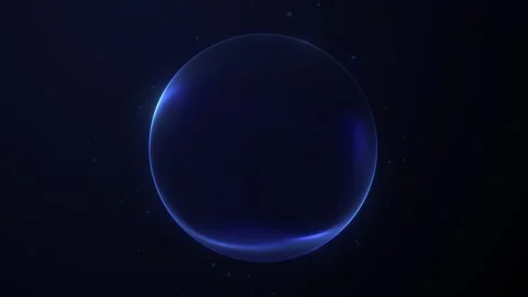 Deep Blue Liquid Energy Sphere with Soft Glowing Rim, Subtle Plasma Vibrati.. Video stock 331100605