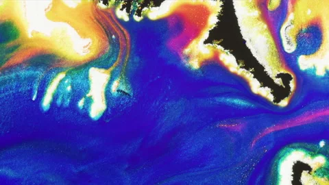 Deep blue Liquid  flowing into multicolour, VJ, Vlogger and motion Art concepts. Stock Footage 134979875
