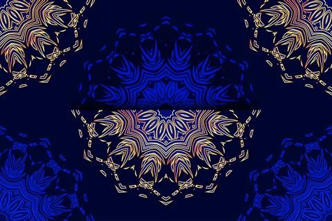 Deep Blue Mandala Background With Rich Gold And White Ornament Details Stock-Illustration