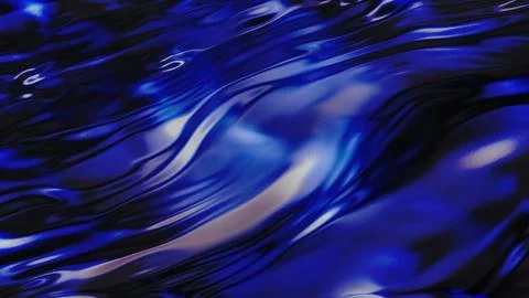 Deep Blue Metallic Liquid Texture Abstract Glossy Satin Wave Background Stock Illustration
