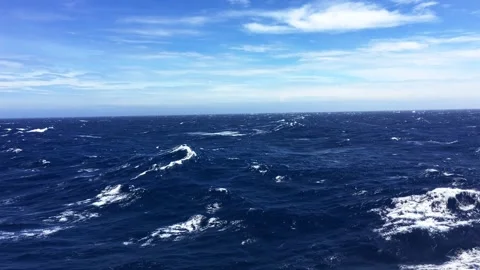 Deep blue ocean during the day with rough seas Stock Footage 266074526