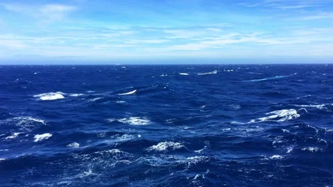 Deep blue ocean during the day with rough seas Stock Footage 266074577