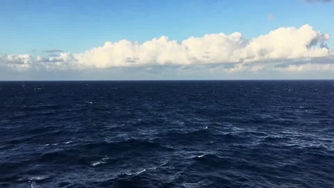 Deep blue ocean during the day with rough seas Stock Footage 266074794