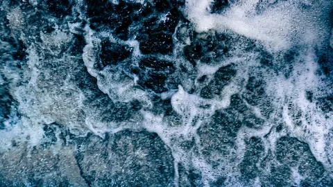 Deep Blue Ocean Foam and Water Texture Abstract Close-Up Stock Photos