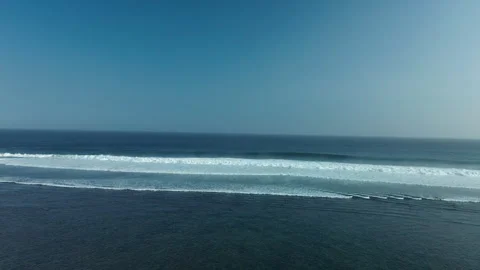 Deep Blue Ocean Horizon Waves 4K Aerial Malang East Java 스톡 동영상 343659182