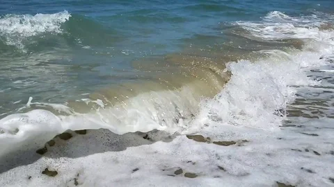 Deep blue Ocean sea waves splashing nature power slow motion full hd Stock Footage 113276055