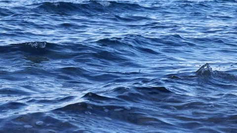 Deep blue ocean water with gentle rolling waves and ripples Stock Footage 337418750