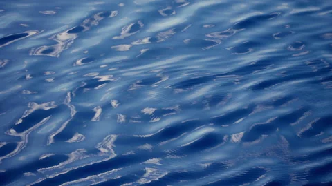 Deep Blue Ocean Water Surface with Gentle Ripples and Light Reflections. Stock Footage 340189574