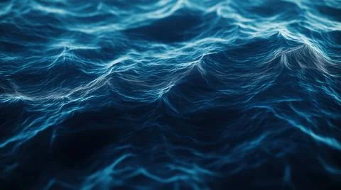 Deep blue ocean water surface with rippling waves creating a calming natural Stock Photos