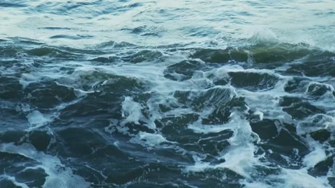 Deep Blue Ocean Waves with ripples and reflections on the water's surface. Stock Footage 320202399