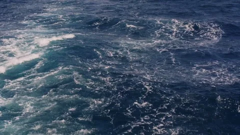 Deep Blue Ocean Waves Textured by Wind, Seascape for Banner or Background Stock Footage 274472941