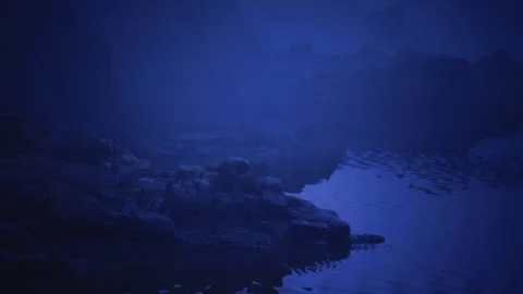 Deep blue oceanfront surface showcasing grainy textures and subtle shadow play Stock Footage 342433484