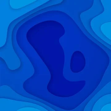 Deep blue paper cut background. modern paper cut out, Stock Illustration