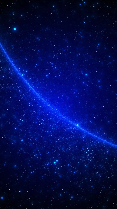 Deep blue particle scene glowing planetary arc, star dust, calm cinematic space Stock Footage 340416602