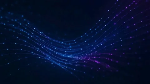 Deep Blue Particle Wave Network Loop Stockbeeldmateriaal 348862998