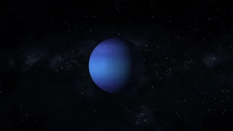 Deep blue planet Neptune rotates in starry space backdrops. Celestial plane.. Vídeos de archivo 337817253