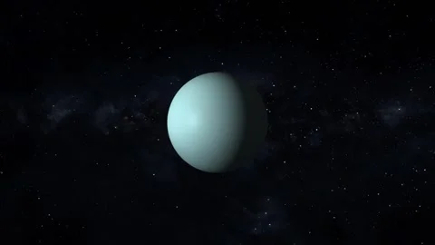 Deep blue planet Uranus rotates in starry space backdrops. Celestial planet.. Vídeos de archivo 337817316