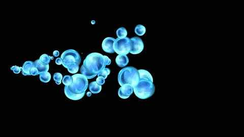 Deep Blue Realistic bubbles flowing directional from a point 4K UHD Stock-Footage 139096165