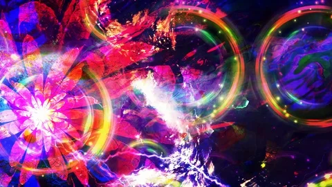 Deep Blue Rings and Red Flower Psychedelic Rainbow Trip Vidéo 113102716