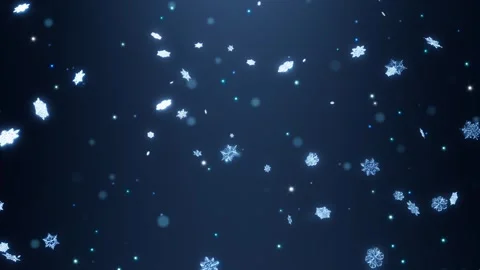 Deep blue, romantic snowflakes falling, background looped continuously Stock Footage 340557821
