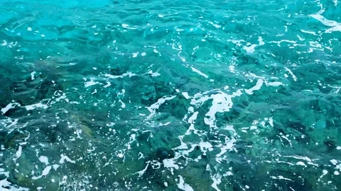 Deep blue sea waves. Clear transparent ocean water. Slow motion Stock Footage 125524534