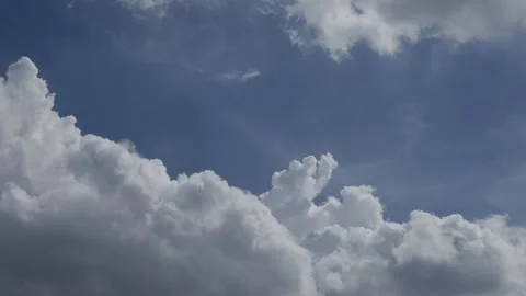 Deep Blue Sky with Dramatic White Cumulus Clouds Stock Footage 340305103