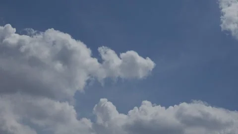 Deep Blue Sky with Dramatic White Cumulus Clouds Video stock 341650728