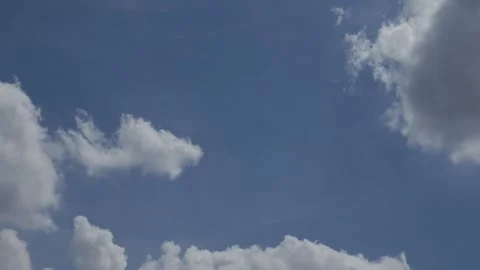 Deep Blue Sky with Dramatic White Cumulus Clouds Video stock 341650848