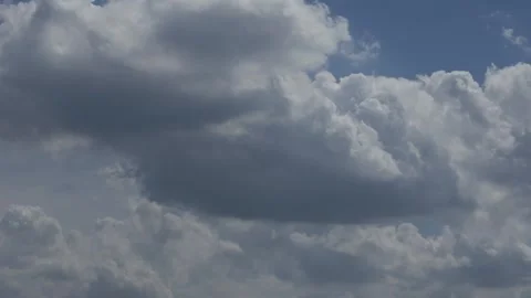 Deep Blue Sky with Dramatic White Cumulus Clouds Video stock 341650865