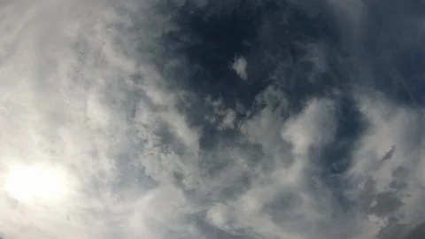 Deep Blue Sky Through light Cloud Cover Sky Shot Video stock 96228015