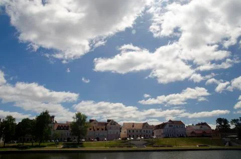 Deep blue sky with white clouds Stock Photos