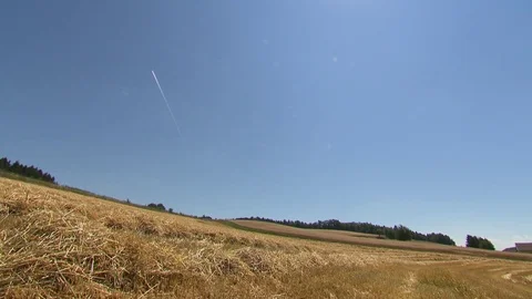 Deep blue sky without clouds plane in the air Stock Footage 78089531