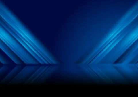 Deep blue smooth glowing stripes tech abstract background 스톡 일러스트