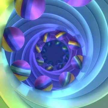 Deep Blue Spiral 3D Tunnel Abstract Stock Illustration