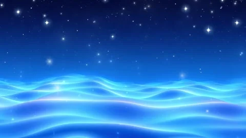 Deep Blue Starry Waves: A Dramatic Landscape with Glowing Waves Under a Night S Stock Footage 317968262