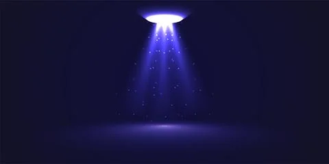Deep Blue UFO Spotlight Beam Scene Stock Illustration