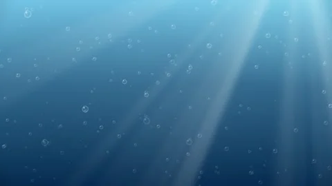 Deep Blue Underwater Background with Rising Bubbles and Light Rays Stock Footage 339399165