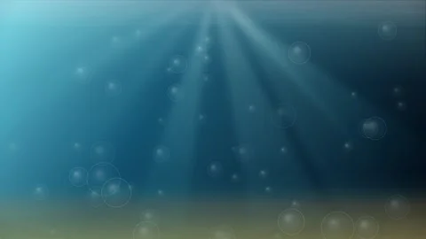 Deep Blue Underwater Background with Sunbeams and Floating Bubbles Stock Footage 333606740