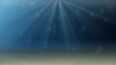 Deep Blue Underwater Background with Sunbeams and Rising Bubbles Stock Footage 336520653