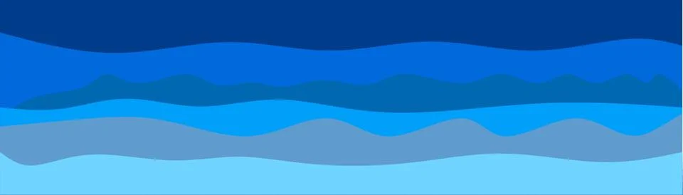 Deep blue wavy abstract background, Layered azure flowing shapes, Modern bl.. Stock-Illustration