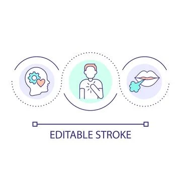 Deep breathing to calm down loop concept icon Stock Illustration